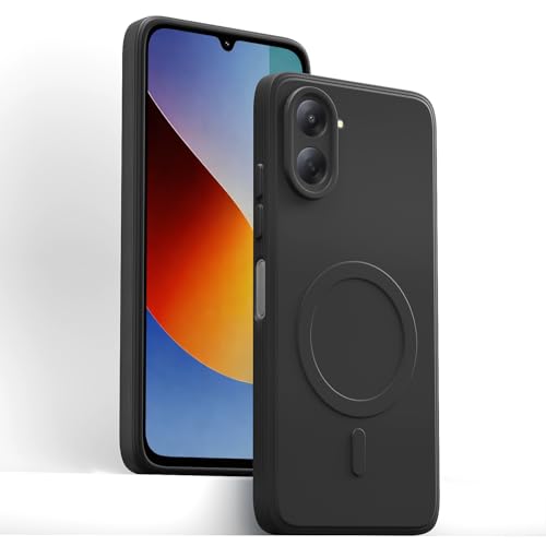 Image of Pikkme Back Cover for Redmi A7 Soft Matte Silicone Mag-Safe Design (Mag-Safe Not Support) Camera Protection | Slim Fit Bumper Cover (Black)