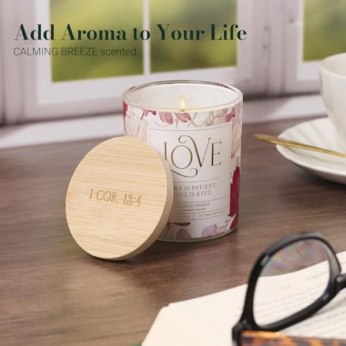 Image of Christian Art Gifts Soy Wax Scented Candle: Love is Patient Bible Verse