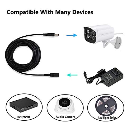 Power Extension Cord, 8 Pack DC 12v 10ft 2.1mm x 5.5mm Power Adapter Supply Camera Extension Cable for CCTV Wireless IP Security Camera, LED Strip, Car, Monitors,DVR, Audio Camera,Router (8 Pack)