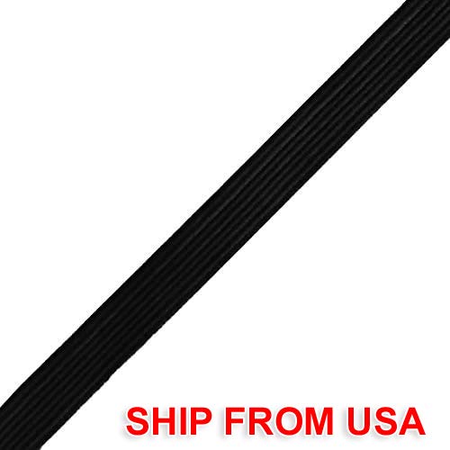 Trim 1/4" (6mm) Elastic Stretch Flat Band, Mask Band by 5-Yards, SP-2715 (Black)