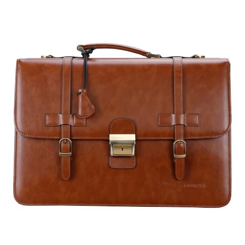 Banuce Leather Briefcase for Men with Lock