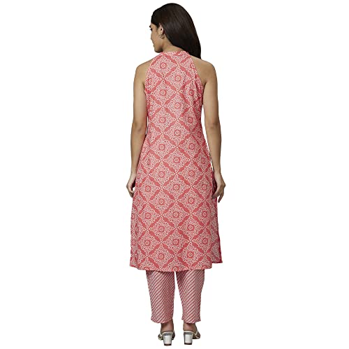 Image of Globus Women Ivory Floral Print A-Line Kurta Set With Trouser-3638388001
