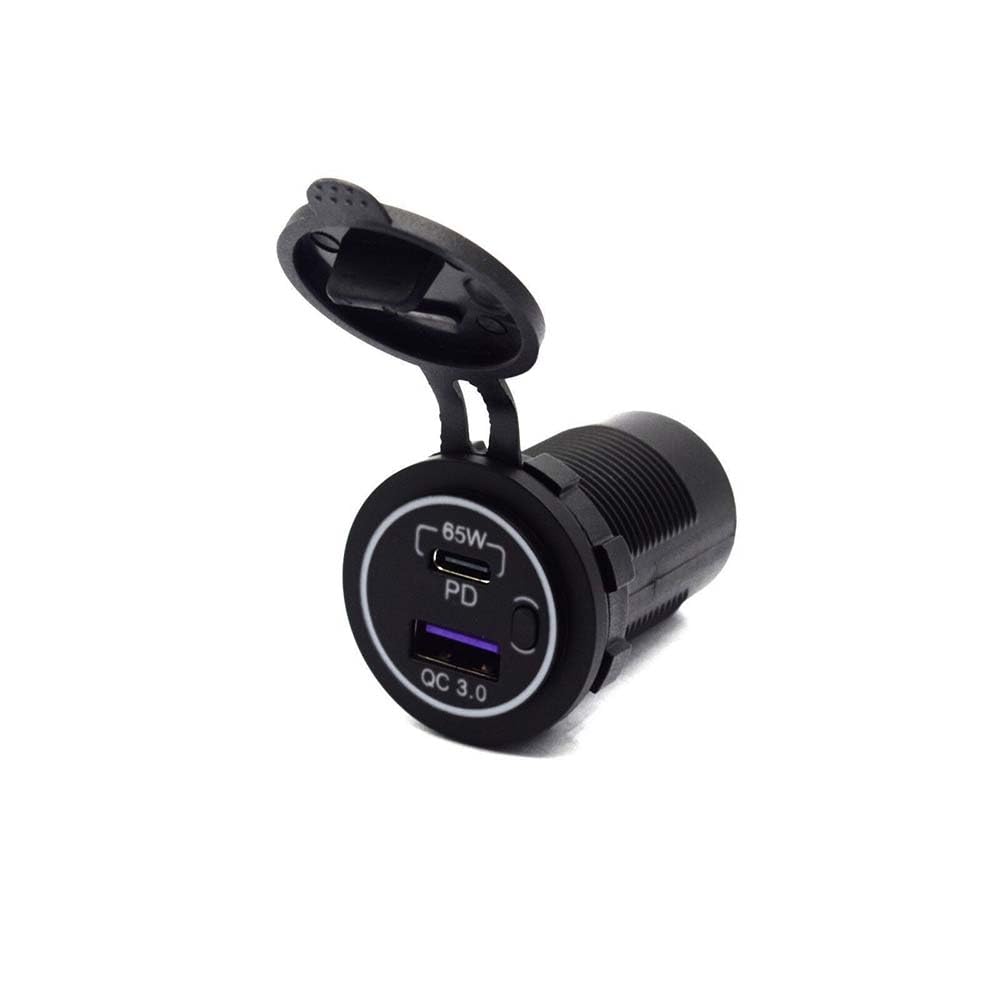 USB Car Charger with 65W PD+3.0 Fast Charging for Marine Truck Motorcycle Car etc