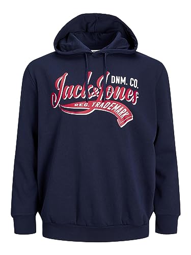 Image of JACK & JONES Mens Logo Hoodie Plus Size Navy Blazer L
