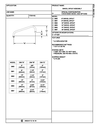 Fisher 3962 10" Swing Spout #TOP1