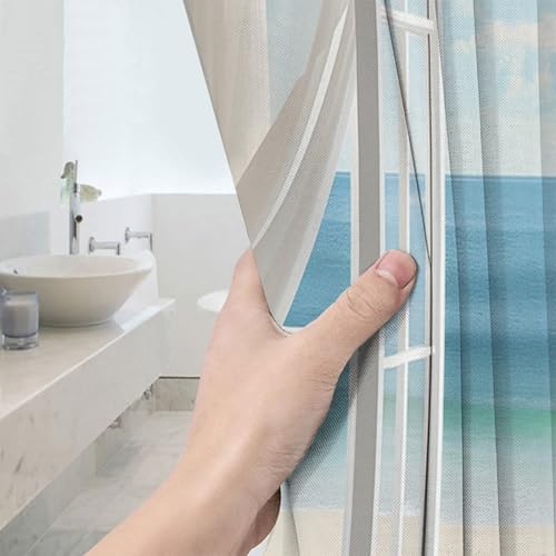Rideau de douche 180 x 180 cm lavable avec 12 crochets inclus pour salle de bain