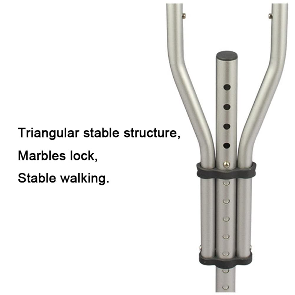 Stampelle ascellari Pieghevoli, stampelle da Passeggio Regolabili in Altezza con Comodi Cuscinetti e Maniglie ascellari, Adatte per Altezza: 140-200 cm (Colore: Argento, Dimensioni: 1 unità)
