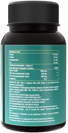 Miniatura 2 de Fuente de algas marinas Omega 3 de DHA y EPA para la salud ocular, la salud del corazón y el bienestar óptimo 1000 mg 60 cápsulas de espirulina