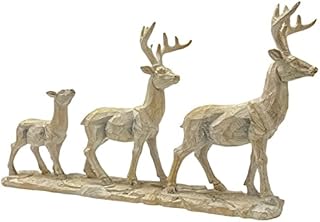 Resin Stag Family Ornament Driftwood Effect Deer Sculpture Brown Animal Figurine
