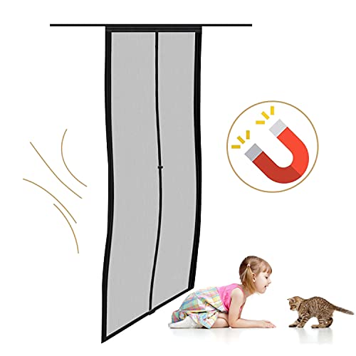 Yotache Adjustable Magnetic Screen Door Fit Doors Size Width 29" - 33" Height 79" - 81", Reinforced Fiberglass Mesh With Full Frame Hook&Loop Strip #TOP4