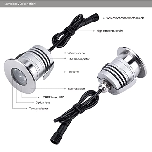 E-Simpo 3W Ip68 Underwater Landscape Led Swimming Pool Pond Foutain Boat Light,Stainless Steel Aluminum Low Voltage 12V-24V Dc Cree Chip (Warm White, 1-Pack) #TOP4