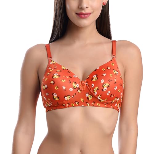 Image of FIMS - Fashion is my style Women Cotton Blend Floral Lightly Padded Bra Non-Wired Full Coverage Multicolor Cup- B