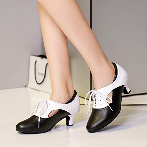 HROYL Women Ballroom Dance Shoes Lace-up Latin Salsa Practice Dance Shoes,YCL3183