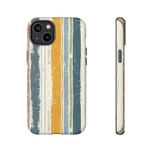 Coque rigide mate iPhone 14 Plus motif rayé rustique lin