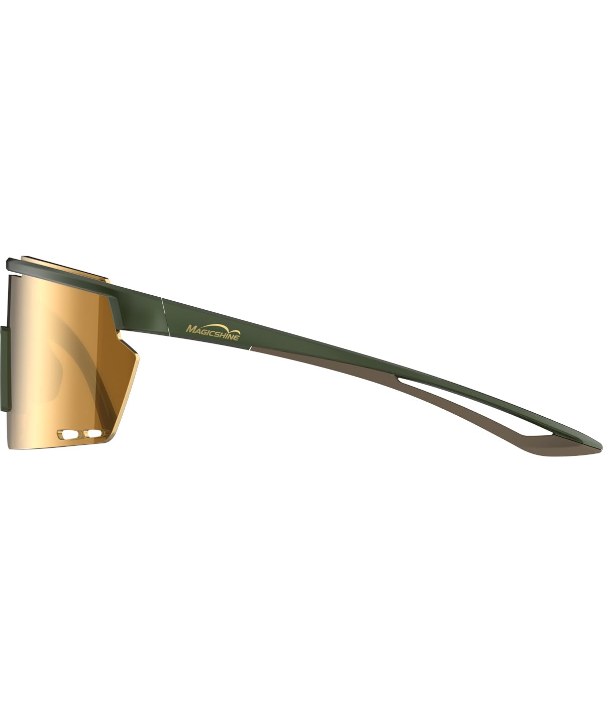 Magicshine ROUELEUR okulary rowerowe, kolorowe i fotochromowe soczewki, obustronny design unisex na ulicę, gravel i MTB (zielono-brązowa - soczewka fotochromowa złota)