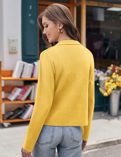 Image of GRACE KARIN Women Sweater Blazer Casual Work Croppped Cardigan Lightweight Button Front Short Knit Blazer Jacket S-XXL