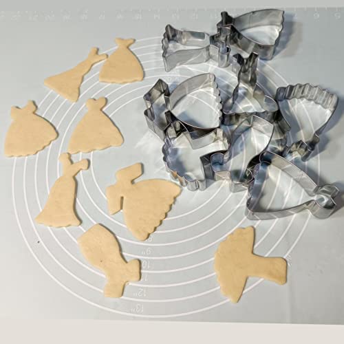 Dress Shaped Cookie Cutters Set Of 8 Pcs, Stainless Steel Wedding Dress Princess Dress Fondant Cutter Molds Baking Diy #TOP5