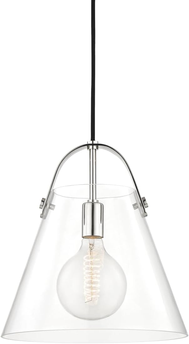 Hudson Valley Lighting Mitzi H162701L-PN Karin Pendants, 1-Light, 60W, Silver Finish, Clear Glass (12.75''W x 13.75''H)