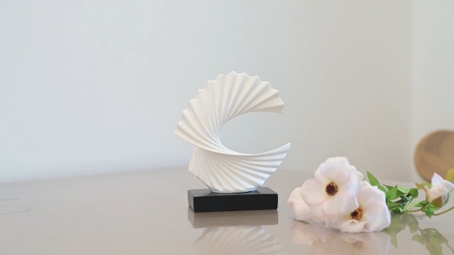 Escultura Abstracta Ola Marina Azul Moderna en Resina miniatura 7