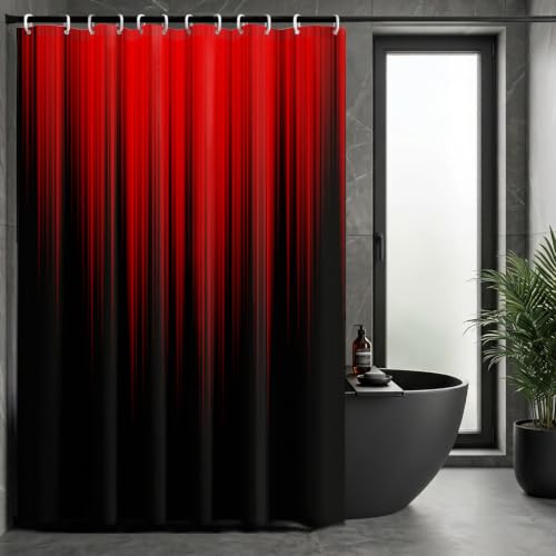 Image of AAtter Red Black Gothic Shower Curtain, Extra Long 72x84 Inch, 12 Hooks