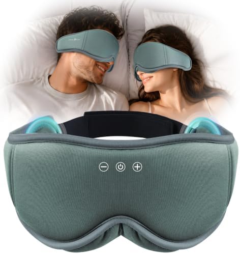 MUSICOZY Schlafmaske mit kopfhörer | 3D Bambus-Baumwolle Schlafkopfhörer | Atmungsaktive & Kühle Schlaf Kopfhörer,100% Schatten Bluetooth 5.4 schlafmaske kopfhörer,Ideal Für Reisen