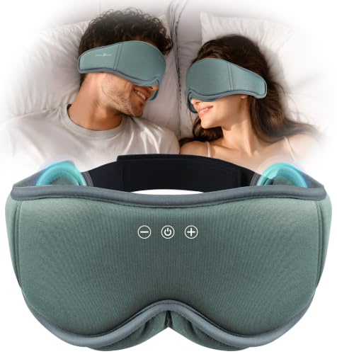 MUSICOZY Schlafmaske mit kopfhörer | 100% Schatten 3D Schlafkopfhörer schlafmaske Bluetooth Weich Augenmaske aus Bio-Bambus-Baumwolle für Reisen erholsamen| Bluetooth 5.4 Schlaf Kopfhörer