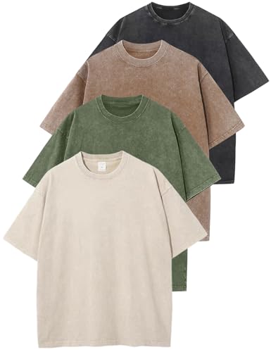 Image of Arssm Men Oversized T Shirts Vintage Tee Loose Fit Short Sleeve Casual Streetwear Baggy Washed Unisex Tops