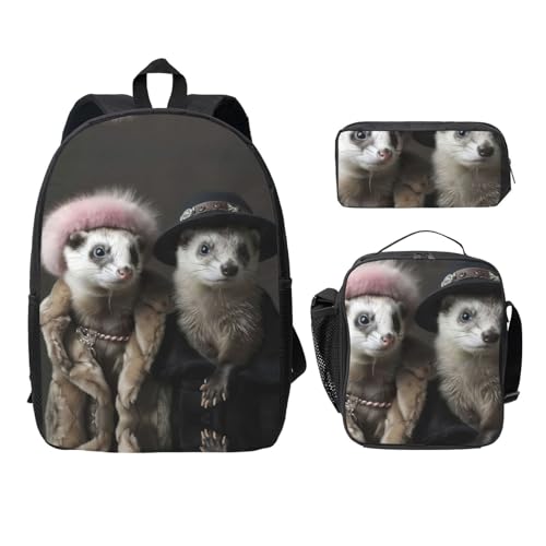 Sac à dos tendance français imprimé furets EdWal, le pack 3 pièces idéal pour le collège