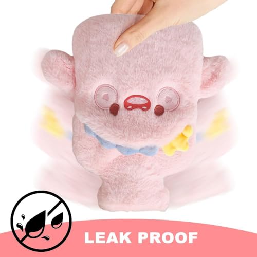 Image of Heating Water Bag For Pain Relief Hot Pack Portable Cartoon Cute Hot Water Bag with Soft Cover Heating Pad For Menstrual /Back Pain Period Cramps Therapy - 1L (PINK - Rabbit)