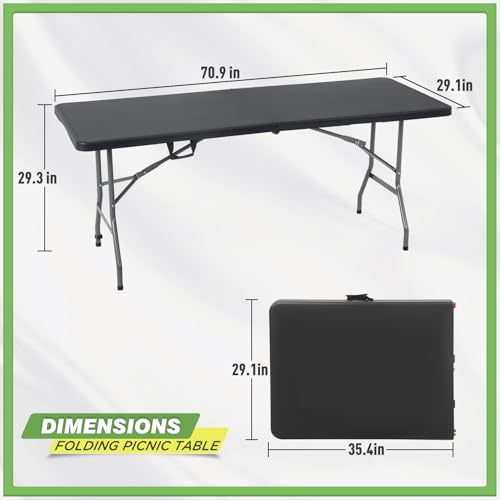 image for BestOffice Outdoor Folding Camping Table Plastic Table Portable Square
