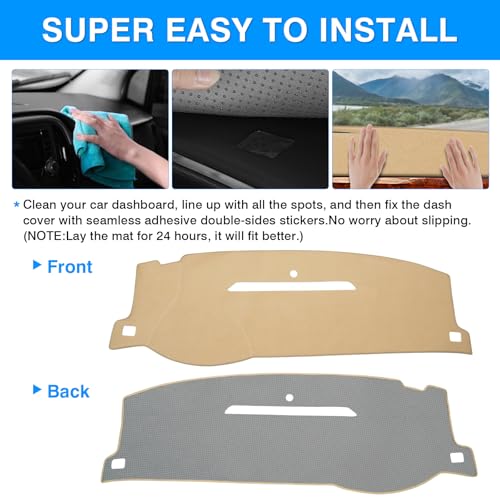 Image of Autorder Beige Dashboard Cover Mat for 2007-2013 Chevy Chevrolet Silverado Sierra, 2007-2014 Chevy Tahoe Suburban Denali Avalanche & GMC Yukon /XL & Only One Glove Box Accessories Polyester Dash Cover