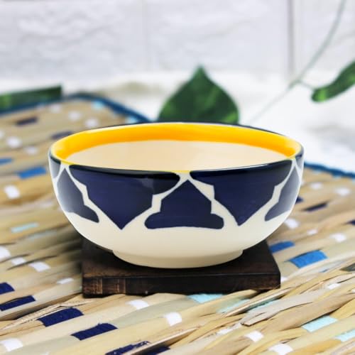 Image of Ceramic Bowl Set | 4-Piece Lightweight Crockery for Daily Use | Navy Blue Ramen & Snack Bowls (125ml Each) | Elegant Microwave & Dishwasher Safe | Perfect Christmas & New Year Gift