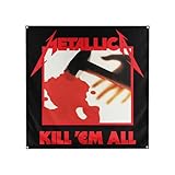 Banger - Metallica Kill 'Em All Iconic Rock Band Album Cover Art Tapestry Flag Banner Motivational Inspirational Bed Room Funny Office Gym Wall College Dorm Decor Design on a 3.5 X 3.5 Feet Flag with
