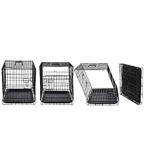 DONORO Dog Crates for Small Medium Size Dogs Indoor Double Door Dog Kennels & Houses for Puppy and Cats, Collapsible Metal Contour Dog Cages (Brown, 30.0" L x 19.0" W x 21.0" H) — photo 6 of 6