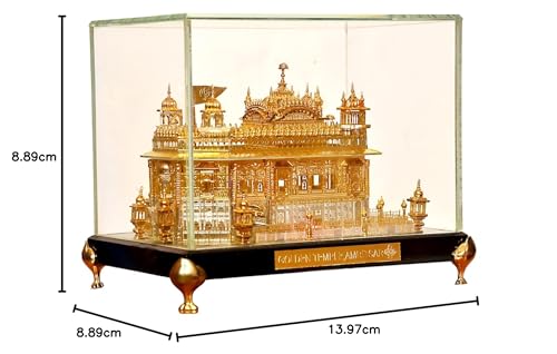 Image of 24K Premium Gold Plated Idol /Model of Golden Temple for Decor the Temple Medium [5.50x3.5x3.5 inches], Glass