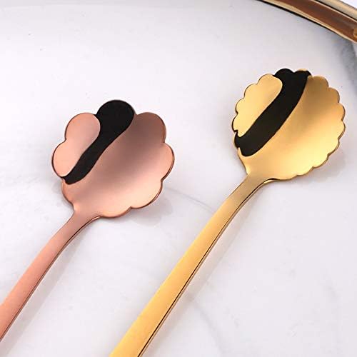 Miniatura 3 de Juego de cucharas de flores  8 cucharaditas de acero inoxidable de varios colores para café, té, mezcla, azúcar, helado, cucharas de barra de