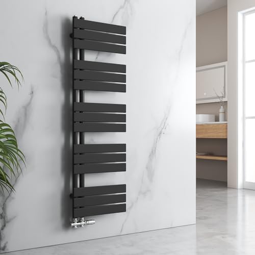 EMKE Badheizkörper Handtuchhalter 1599x400 mm, Handtuchheizkörper Seitenanschlusss Flach Handtuchwärmer Handtuchtrockner Heizkörper Bad Handtuchheizung Schwarz 684W
