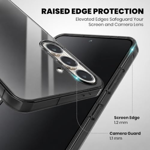 Image of VONZEE Compatible with Samsung Galaxy S24 5G Back Cover Case Clear,[ Anti Yellow ][Military Grade Protection] Hard PC Back Cover Transparent-Black