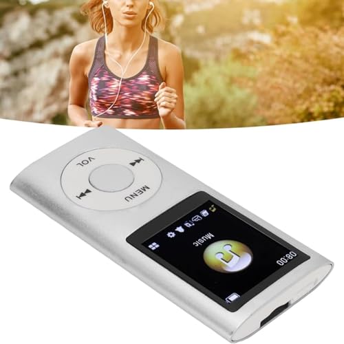 Image of Drumstone ( 𝟭+𝟭 𝗬𝗘𝗔𝗥 𝗪𝗔𝗥𝗥𝗔𝗡𝗧𝗬)Portable MP4 Music Player - 1.8-inch LCD Screen Lossless Audio Expandable Storage Back Clip Design Long Battery Bluetooth (Silver)- Memory Card Not Included