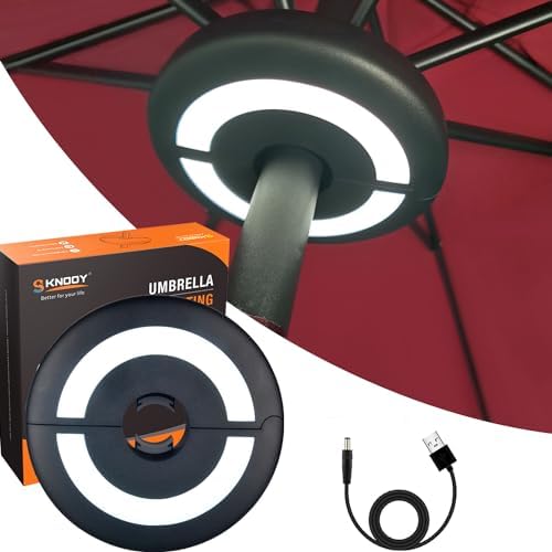 OYOCO Warm White Patio Umbrella Light 3 Brightness Modes Cordless 28