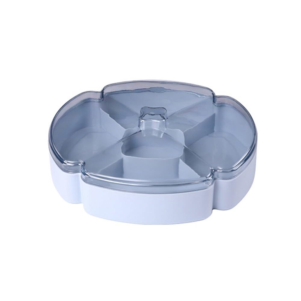 Serving Tray with Lid and Handle Floral Divided Serving Dish Snack Storage Container Appetizer Platters Veggie Tray Platter Snack Serving Tray with 5 Compartments for Candy, Nut, Chips, Veggies