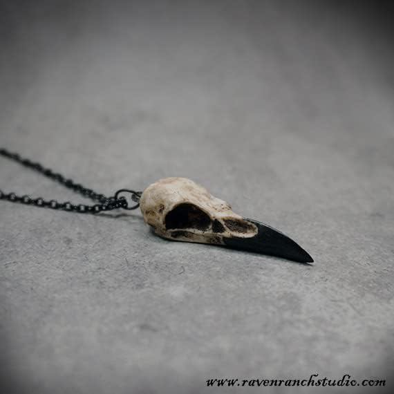 Skull Charm Necklace 1.5" Resin Raven - Gothic Jewelry for Women - Image 4