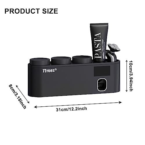 7Trees TOOTHBRUSH HOLDER With 3 Cups, Automatic Toothpaste Squeezer Dispenser Bathroom Accessories Set thumb #5