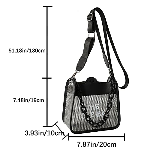Women Clear Crossbody Purse Bag Stadium Approved Chain Tote Handbags Letter Print Pvc Transparent Shoulder Bags #TOP5