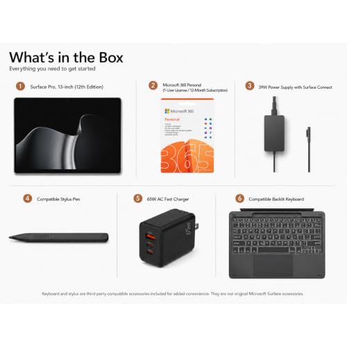 Image of Microsoft Surface Pro 2026, 13 inch 2-in-1 Laptop Tablet (12th Gen), 3K 120Hz Touchscreen, Snapdragon X2 Plus AI Copilot+ PC, Wi-Fi 7, USB4, 16GB RAM, 512GB SSD, KB, Pen, MS365, Windows 11, Platinum