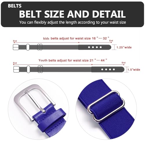 Youth Baseball Socks and Belt Toddler Softball T-Ball Athletic Combo Set for Boys Girls(2 Pairs of Socks & 1 Belt)2