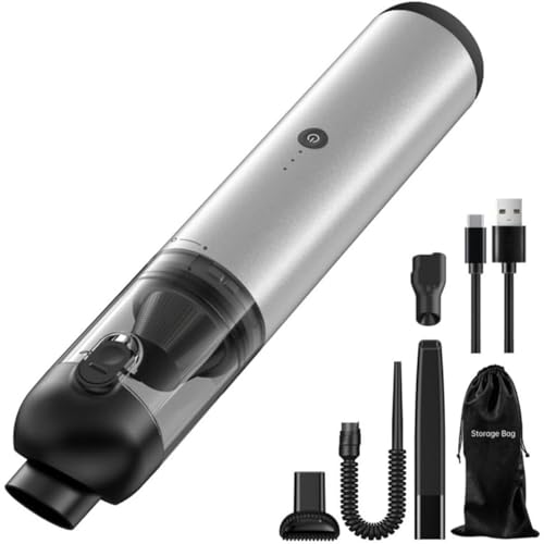 Joxoilso ハンドヘルド掃除機 コードレス 16KPA 強力な吸引 ポータブル 4イン1 車 ハイパワー ハンドヘルドポータブルコードレス 家のに マルチノズル (グレー)
