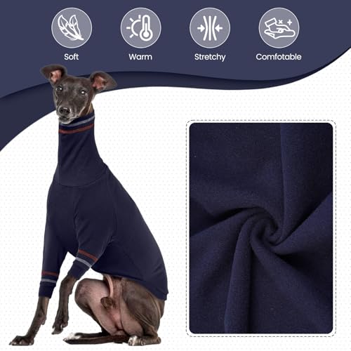 OUOBOB Greyhound Hundepullover, Italienischer Windhund Mantel für kleine Hunde, Whippet Pullover Rollkragenpullover Stretchy Knit Sweatshirt, Greyhound Pyjamas Windhunde Jumpsuit für kaltes Wetter M