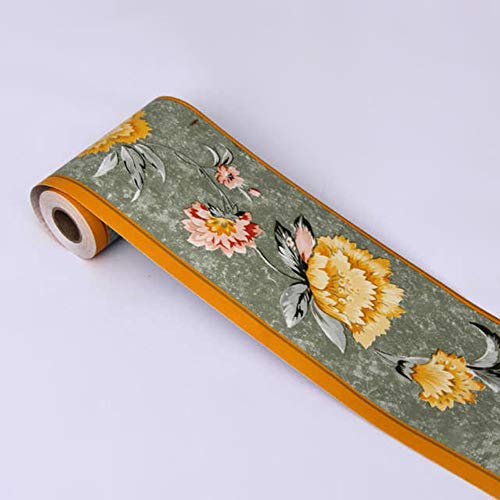 Wasserdichte Tapetenbordüre, 9 Meter, abnehmbar, selbstklebend, florales Muster, für Küche, Badezimmer, Bordüre, Aufkleber, Banggo, 10 x 900 cm (Blume Nr. 1) Cover