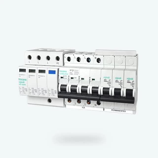 Protège-surtensions TOSCANO COMBI-4P63T12,5/50 pour tableau électrique triphasé